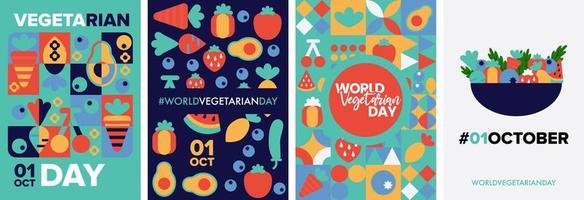 poster della giornata mondiale dei vegetariani, sfondo, collezione di set vettoriali