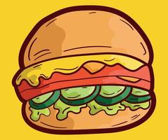 doodle disegnato a mano hamburger di formaggio vettore