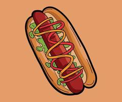 stile doodle disegnato a mano hotdog vettore