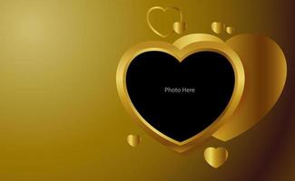 cornice cuore d'oro per foto vettore