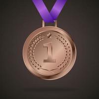 medaglia di bronzo isolata su uno sfondo vettore