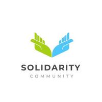 design del logo per la cura e la solidarietà delle persone. logo per la cura delle mani vettore