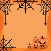 cornice quadrata di halloween foto in arancione disegno vettoriale illustrazione