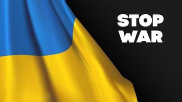 bandiera ucraina gialla blu con stop war in lettere ucraine. fermare l'aggressione della Russia contro l'Ucraina. vettore
