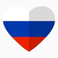 bandiera della russia a forma di cuore, stile piatto, simbolo dell'amore per il suo paese, patriottismo, icona per il giorno dell'indipendenza. vettore