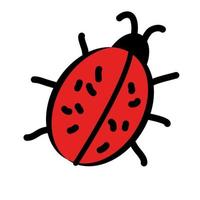 coccinella, icona, stile di disegno per bambini. vettore