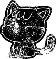 icona del grunge del simpatico gatto kawaii vettore