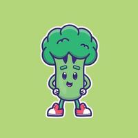 broccoli simpatico cartone animato in illustrazione vettoriale