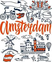 concetto di viaggio e turismo di amsterdam con architettura storica vettore