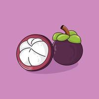 raccolta dell'illustrazione della frutta di stile del fumetto dell'icona della frutta del mangostano vettore