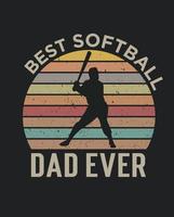 miglior papà di softball mai divertente hockey in stile retrò vintage vettore