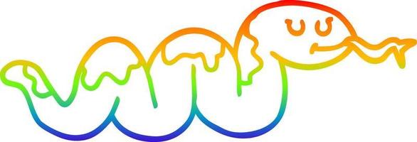 serpente del fumetto di disegno a tratteggio sfumato arcobaleno vettore
