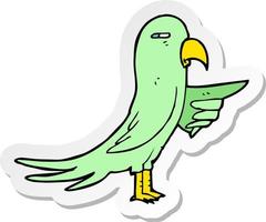 adesivo di un pappagallo cartone animato vettore