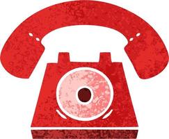 telefono rosso del fumetto di stile dell'illustrazione retrò vettore