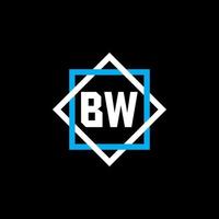 bw lettera logo design su sfondo nero. concetto di logo lettera cerchio creativo bw. disegno della lettera bw. vettore