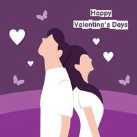illustrazione grafica vettoriale di una coppia in piedi schiena contro schiena, perfetta per religione, vacanze, cultura, San Valentino, biglietto di auguri, ecc.
