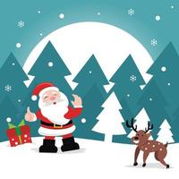 illustrazione grafica vettoriale di Babbo Natale sta portando regali e incontra un cervo alla vigilia di Natale, perfetto per religione, Natale, vacanze, biglietto di auguri, ecc.