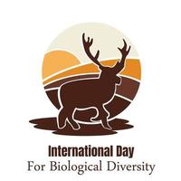 illustrazione grafica vettoriale di un cervo è nel prato, perfetta per la giornata internazionale per la diversità biologica, festeggiare, biglietto di auguri, ecc.