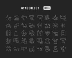 set di icone lineari di ginecologia vettore