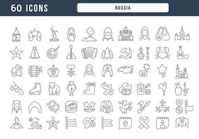 set di icone lineari della russia vettore