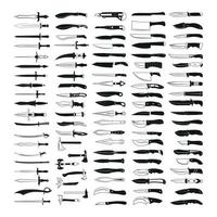 set di coltelli in bianco e nero vettore