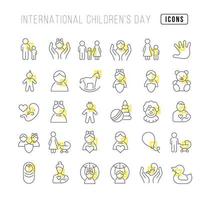 icone della linea vettoriale della giornata internazionale dei bambini