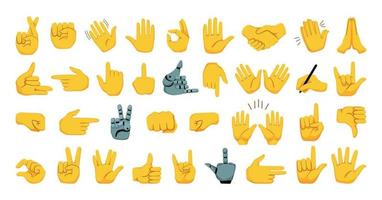 set di emoticon di gesti della mano vettore