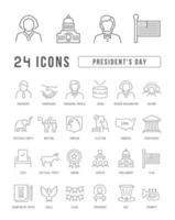 set di icone lineari del giorno dei presidenti vettore