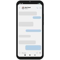 chattare con gli amici sui social network sullo schermo dello smartphone. illustrazione vettoriale. corrispondenza con il tuo migliore amico. vettore