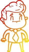 caldo gradiente di disegno uomo cartone animato felice in abiti da ufficio vettore