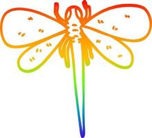libellula del fumetto di disegno a tratteggio sfumato arcobaleno vettore