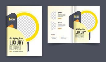 modello di tema del design della copertina dell'opuscolo di affari immobiliari o di costruzione. layout di più pagine bi-fold creativo e moderno astratto colorato vettore
