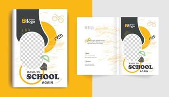 colorato moderno torna al design del layout della copertina dell'opuscolo di ammissione all'istruzione scolastica per il tema del business aziendale e dell'uso aziendale vettore