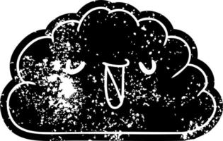 icona del grunge kawaii meteo nuvola di pioggia vettore