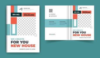 modello di tema del design della copertina dell'opuscolo di affari immobiliari o di costruzione. layout di più pagine bi-fold creativo e moderno astratto colorato vettore