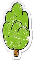 adesivo in difficoltà cartone animato doodle singolo albero verde vettore