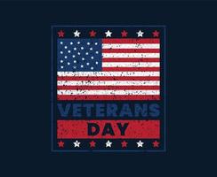 disegno della maglietta blu di tipografia di vettore del giorno dei veterani