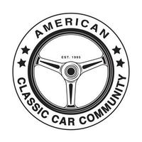 design del logo dell'auto classica americana vettore