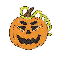 illustrazione vettoriale disegnata a mano di una zucca jack o lantern. ottimo per il design di Halloween.