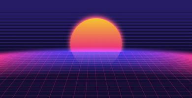 sfondo orizzontale griglia stile anni '80. synthwave, design della carta da parati retrowave. vettore