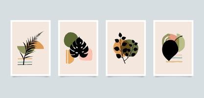 illustrazioni di piante astratte minimaliste estetiche moderne. collezione di poster d'arte con decorazioni da parete in composizione contemporanea. vettore