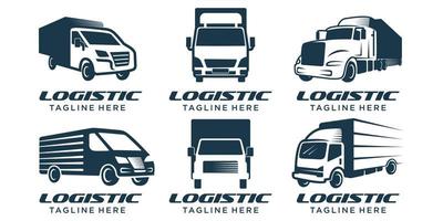 un modello di camion icon set logo design vettore, carico, consegna, logistica vettore