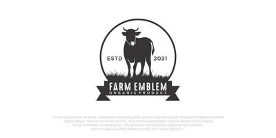 ispirazione per il logo di mucca e bestiame. design piatto. illustrazione vettoriale