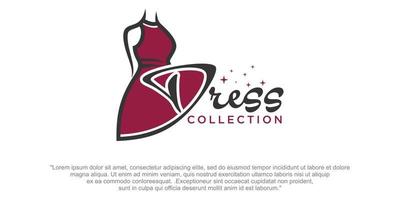 vestito rosso boutique o vestito di moda logo design vector