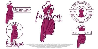 modello di logo set di icone di moda donna moderna astratta adatto per boutique vettore