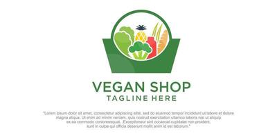 vettore premium di progettazione del modello di logo del negozio di verdure