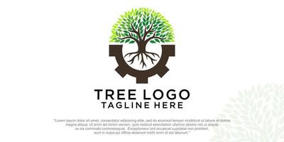 radice dell'illustrazione del design del logo dell'albero vettore