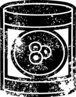 icona del grunge disegno di una lattina di pesche vettore