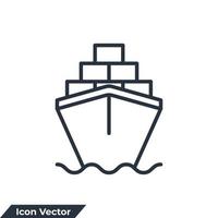 illustrazione vettoriale del logo dell'icona della chiatta da carico. modello di simbolo di grandi navi da carico per la raccolta di grafica e web design