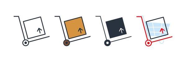 illustrazione vettoriale del logo dell'icona del carrello da carico. modello di simbolo del carrello di consegna dei pacchi per la raccolta di grafica e web design
